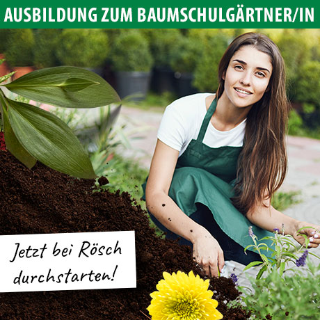 Abbildung junge Frau bei Gartenarbeiten Ausbildung zur Baumschulgärtner bei RÖSCH